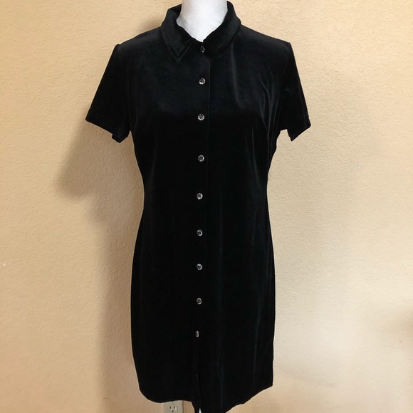 velvet button down dress